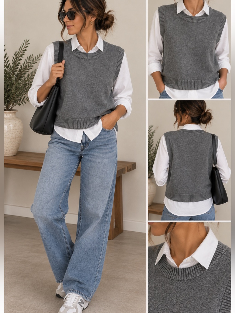 Aritzia Wilfred Knit Sweater Vest Large Merino Wool/Cotton blend minimalist